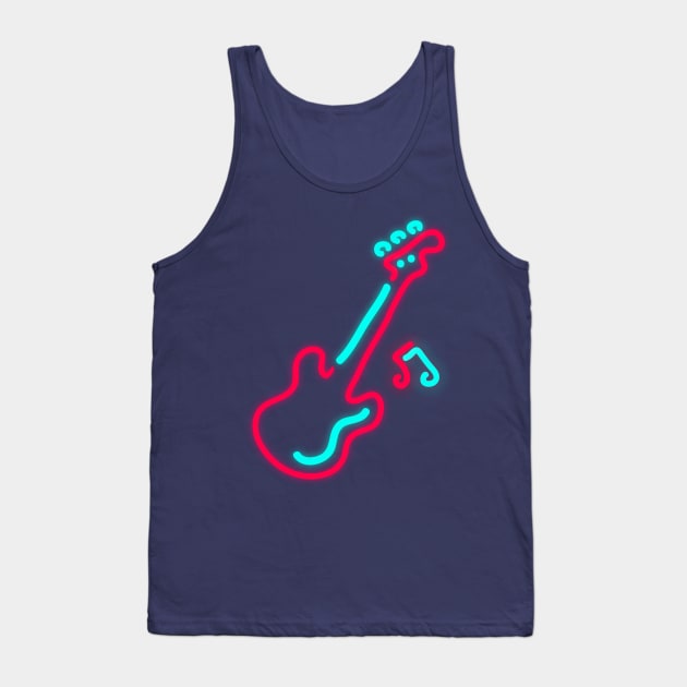 80's Gift 80s Retro Neon Sign Electric Guitar Music Tank Top by PhuNguyen